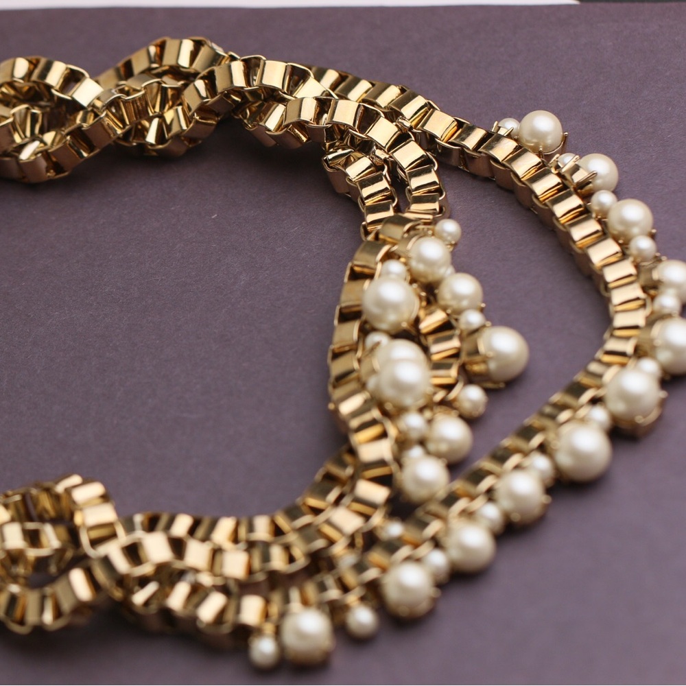 Vintage Kate Spade Triple Stand Pearl Statement Necklace